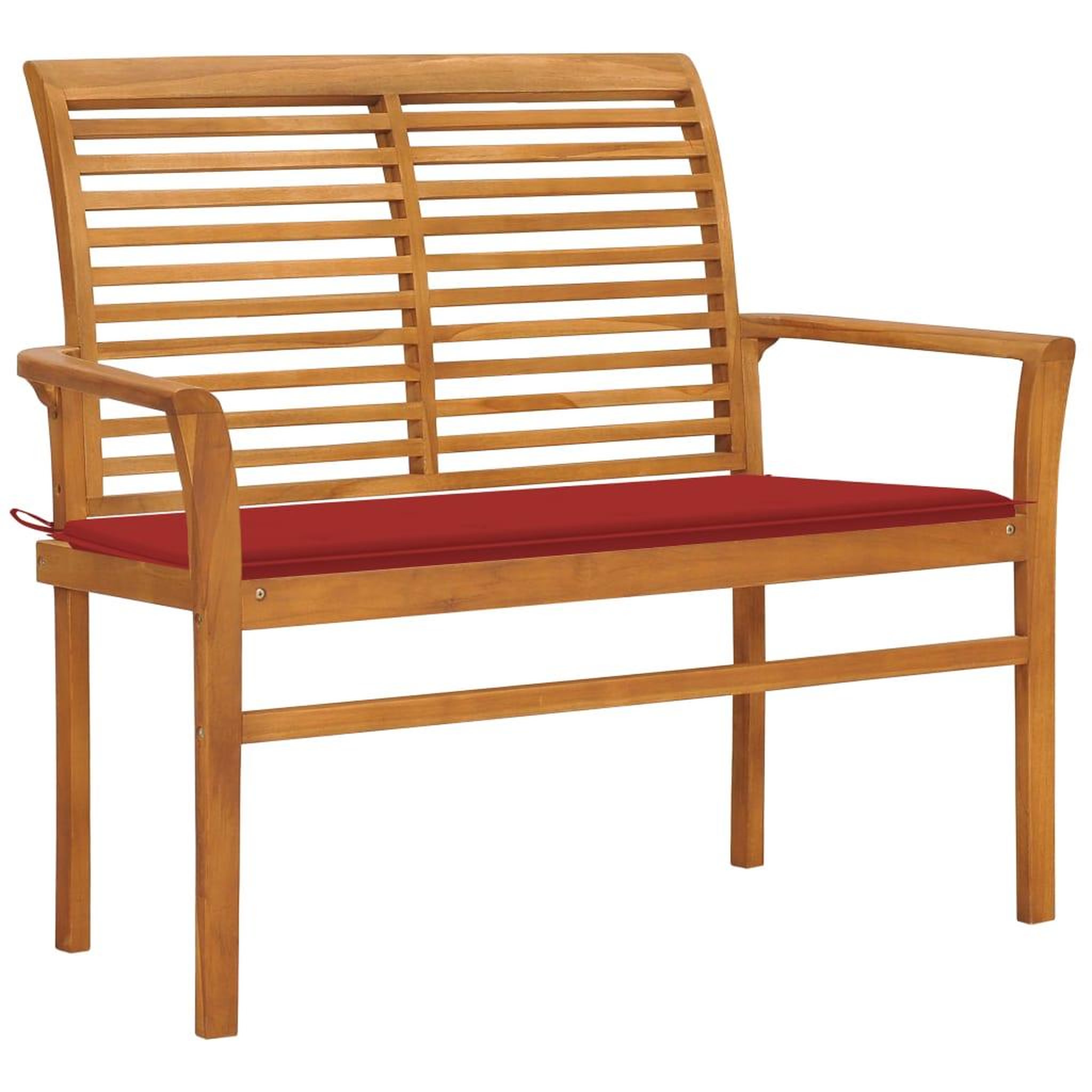 Voir la diapositive 1 : VIDAXL Banc de jardin avec coussin rouge 112 cm Bois de teck massif
