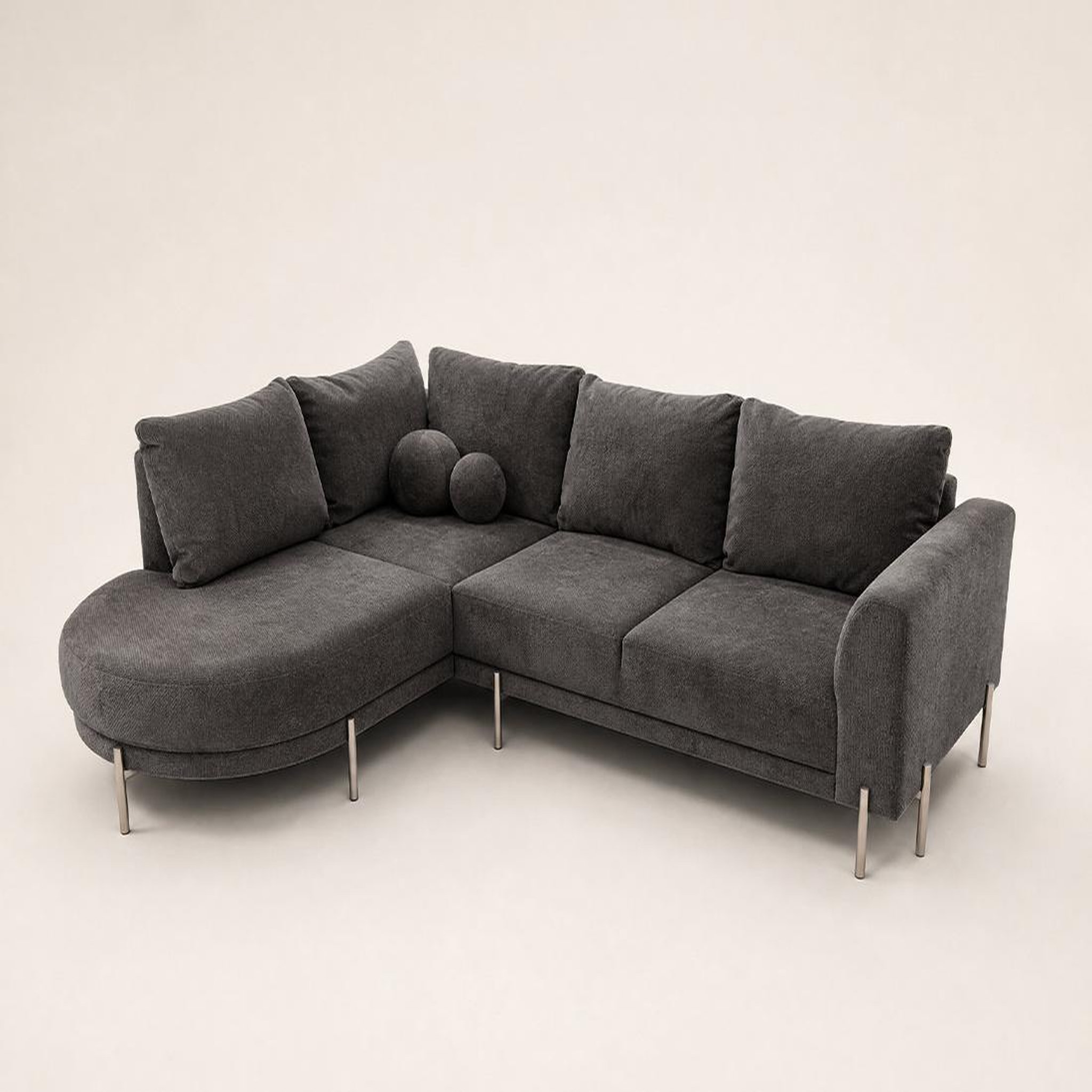 Voir la diapositive 3 : BEST MOBILIER Gabin - canapé d'angle gauche 5 places en velours texturé