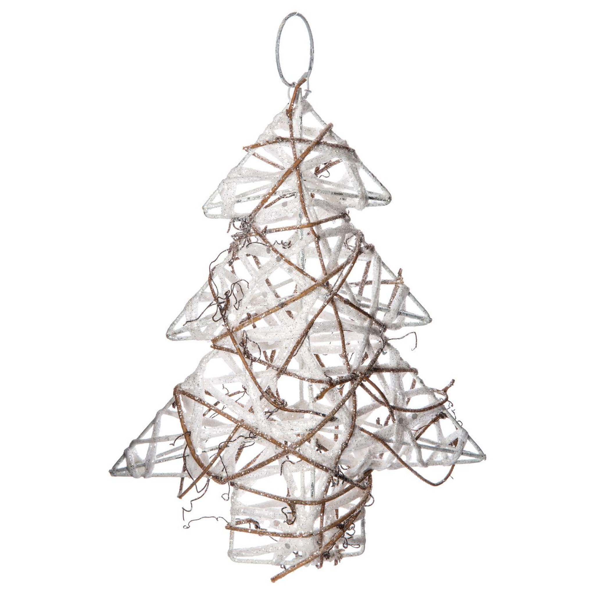 FEERIC LIGHT & CHRISTMAS Sapin de noël pailleté à suspendre - 17 x 20 cm - blanc