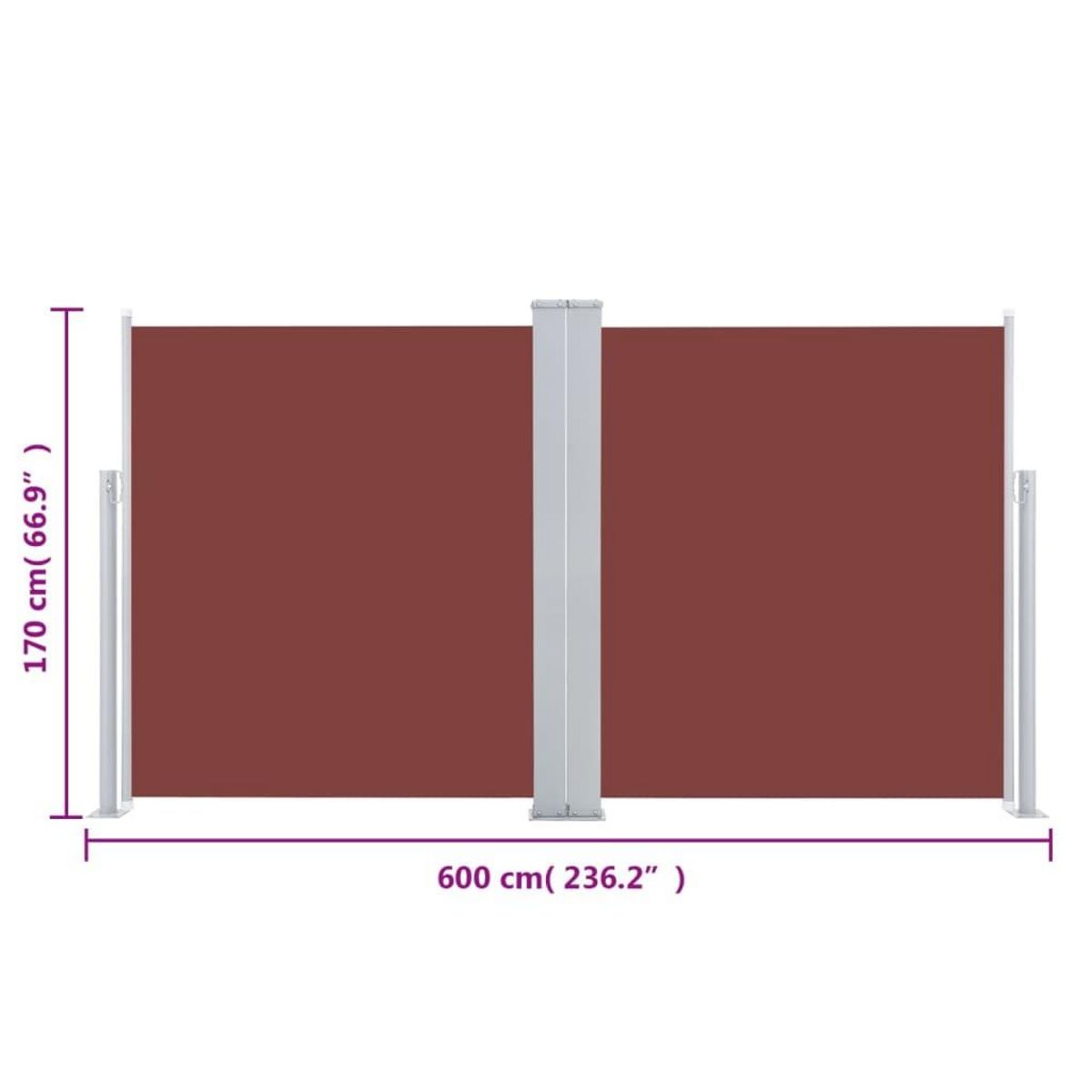 VIDAXL Auvent lateral retractable 170 x 600 cm Marron