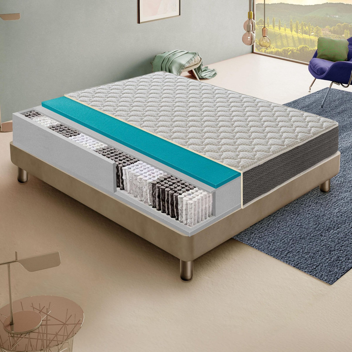 ILOVESLEEP Matelas Ressorts Ensachés ALBA Accueil Mémoire De Forme Epaisseur 30 Cm