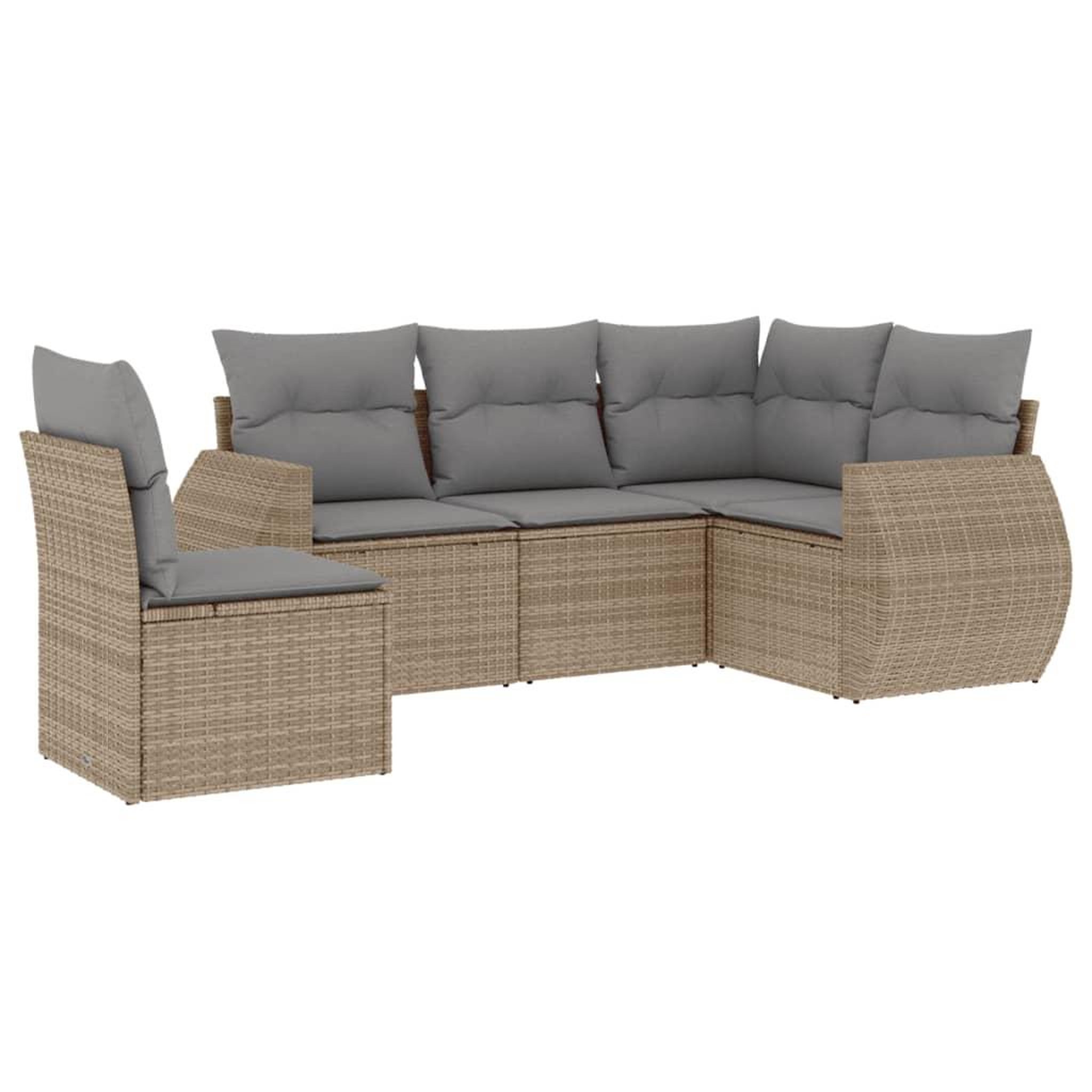 Voir la diapositive 2 : VIDAXL Salon de jardin avec coussins 5 pcs beige resine tressee
