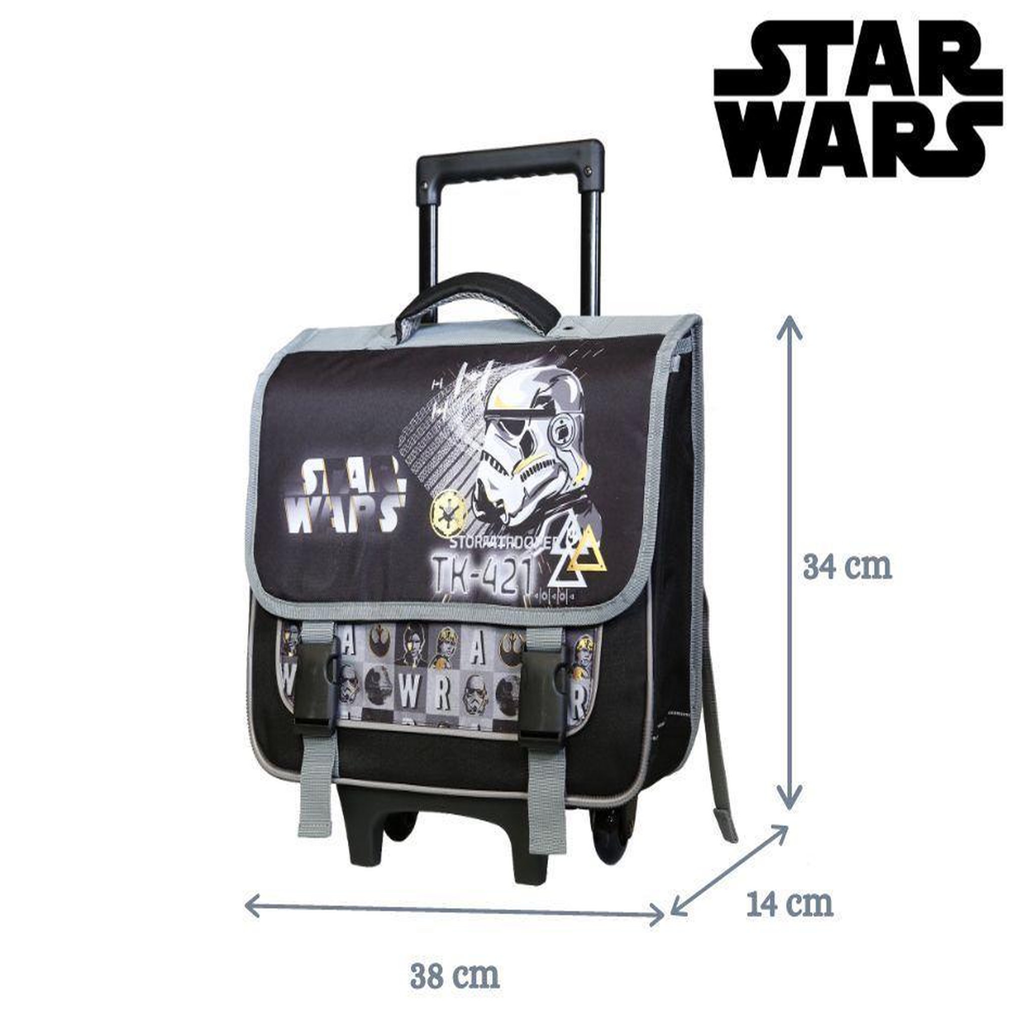 Voir la diapositive 6 : Bagtrotter BAGTROTTER Cartable à roulettes 38 cm Disney Star Wars Noir