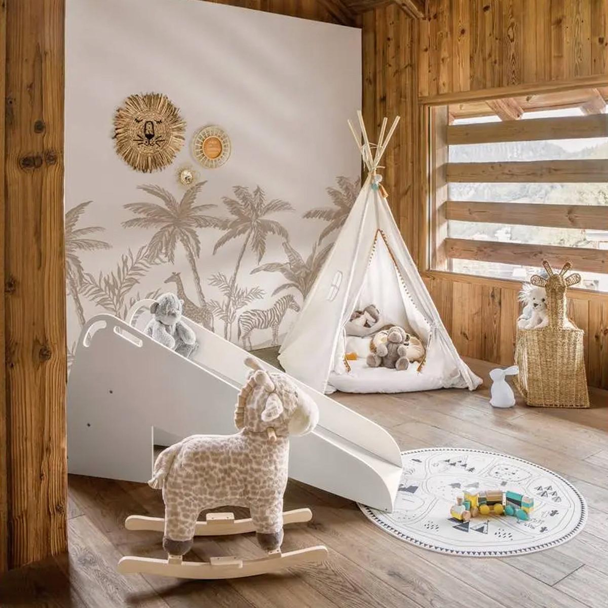Voir la diapositive 3 : Atmosphera Kids Fauteuil à bascule enfant  girafe  64cm naturel