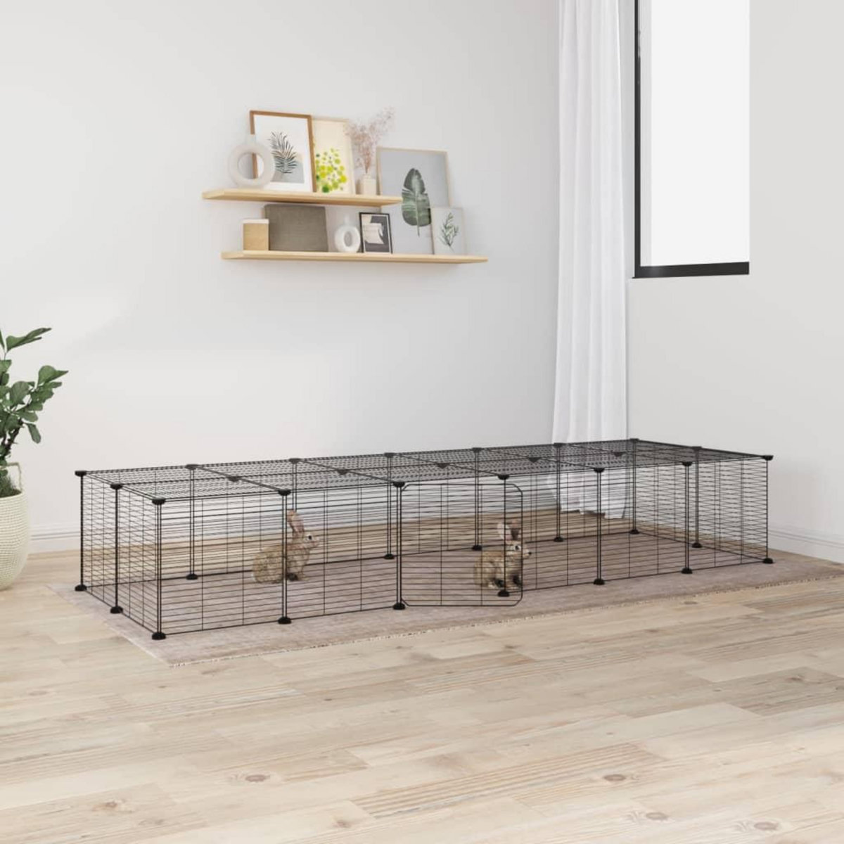 VIDAXL Cage animaux de compagnie a 28 panneaux et porte Noir 35x35 cm