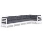 Voir la diapositive 2 : VIDAXL Salon de jardin 6 pcs avec coussins blanc bois de pin