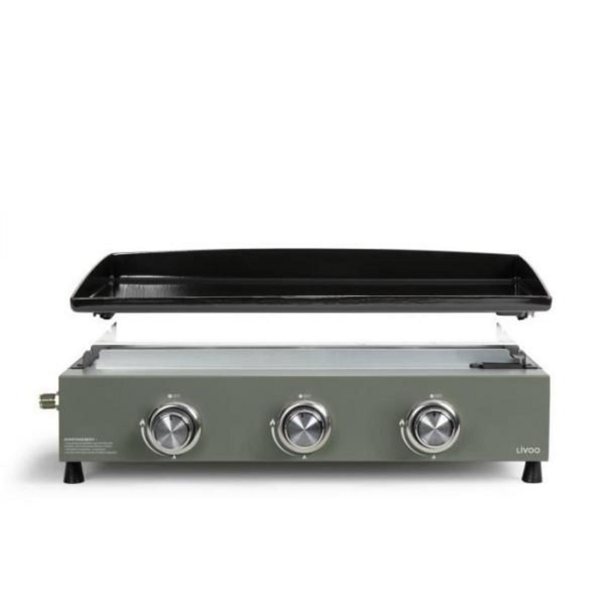 AAAAA Plancha gaz - LIVOO - DOC324 - 3 brûleurs - Vert / Noir