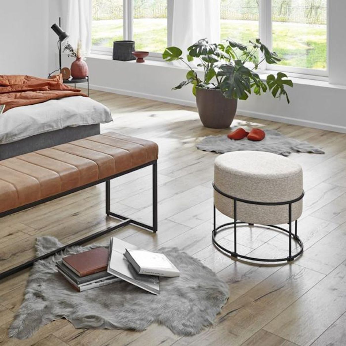 Paris Prix Tabouret Rond Design  Socle  48cm Naturel