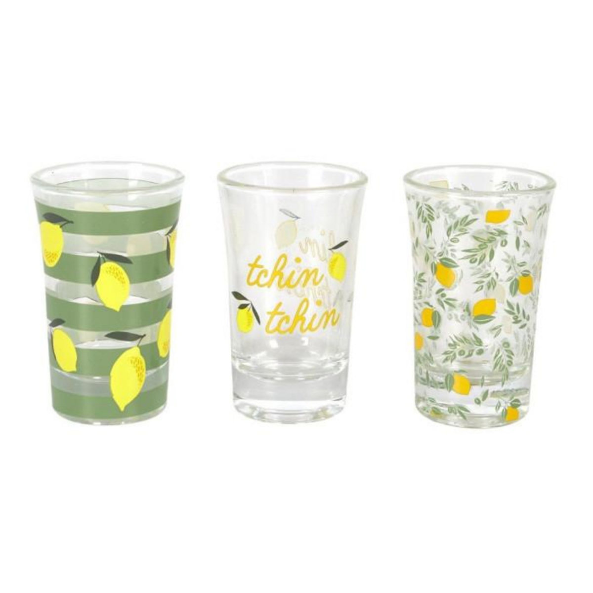 Paris Prix Lot de 3 Verres Design  Shooter  4cl Vert & Jaune