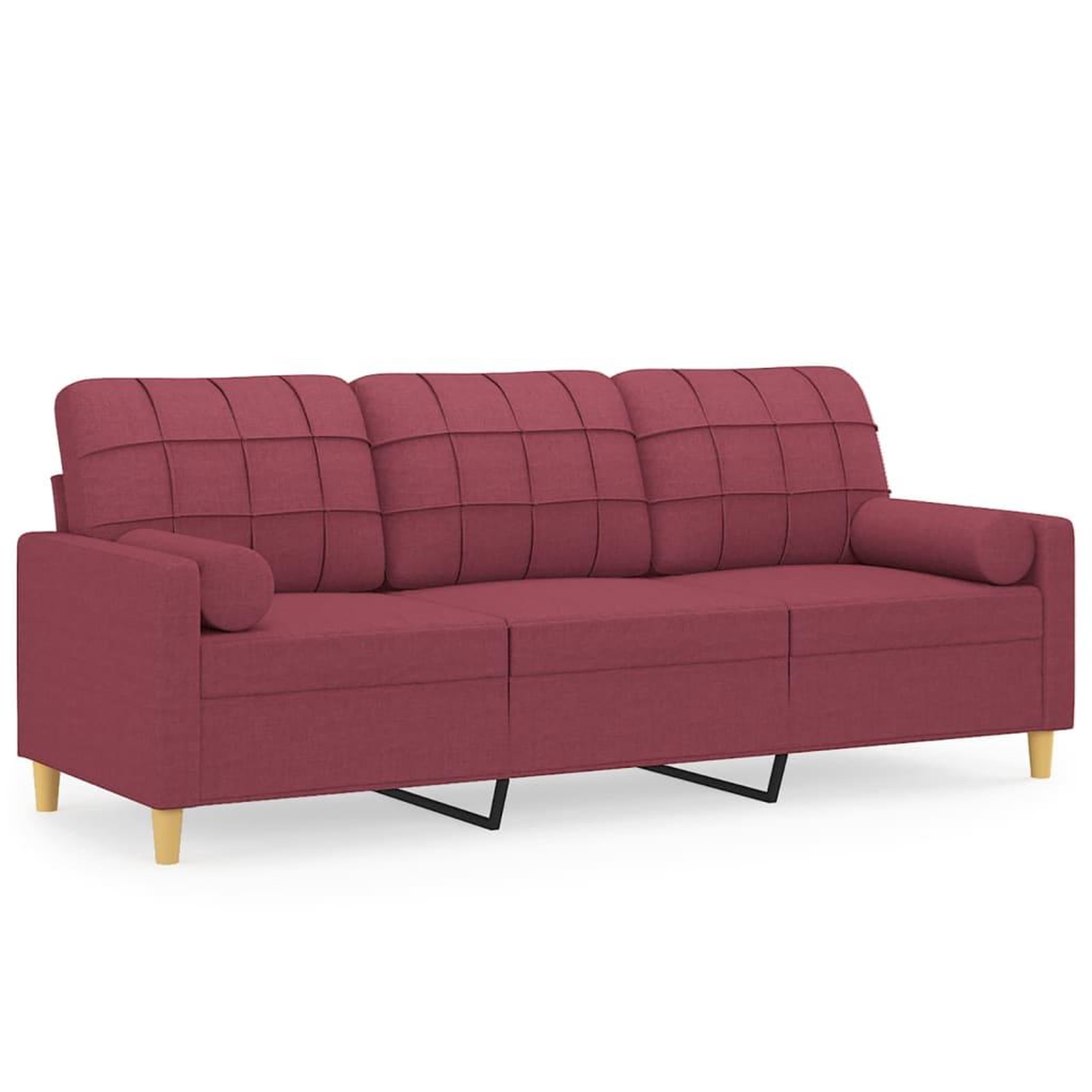 Voir la diapositive 2 : VIDAXL Canape 3 places avec oreillers decoratifs bordeaux 180 cm tissu