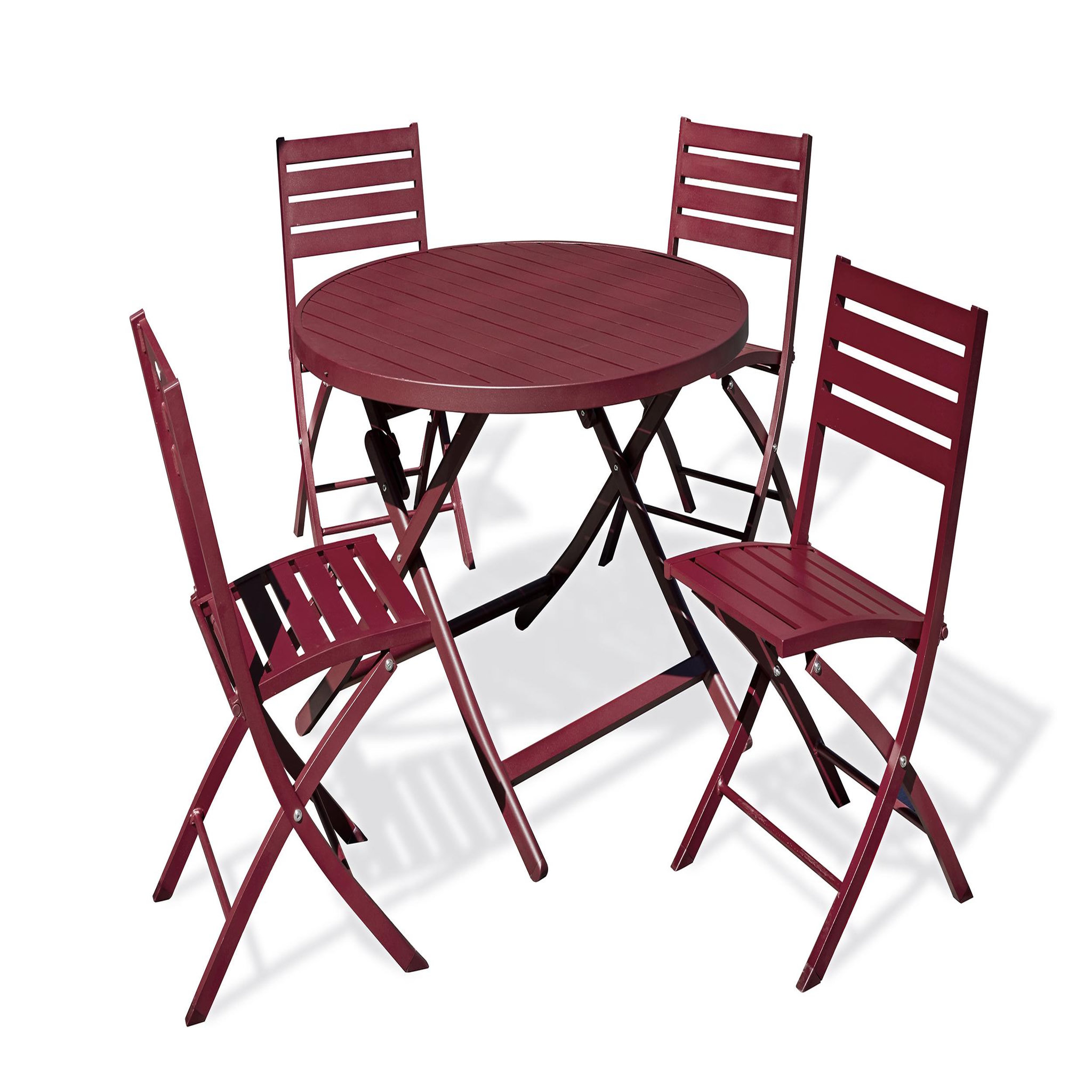 DCB GARDEN Ensemble repas de jardin rond en aluminium (4 places)