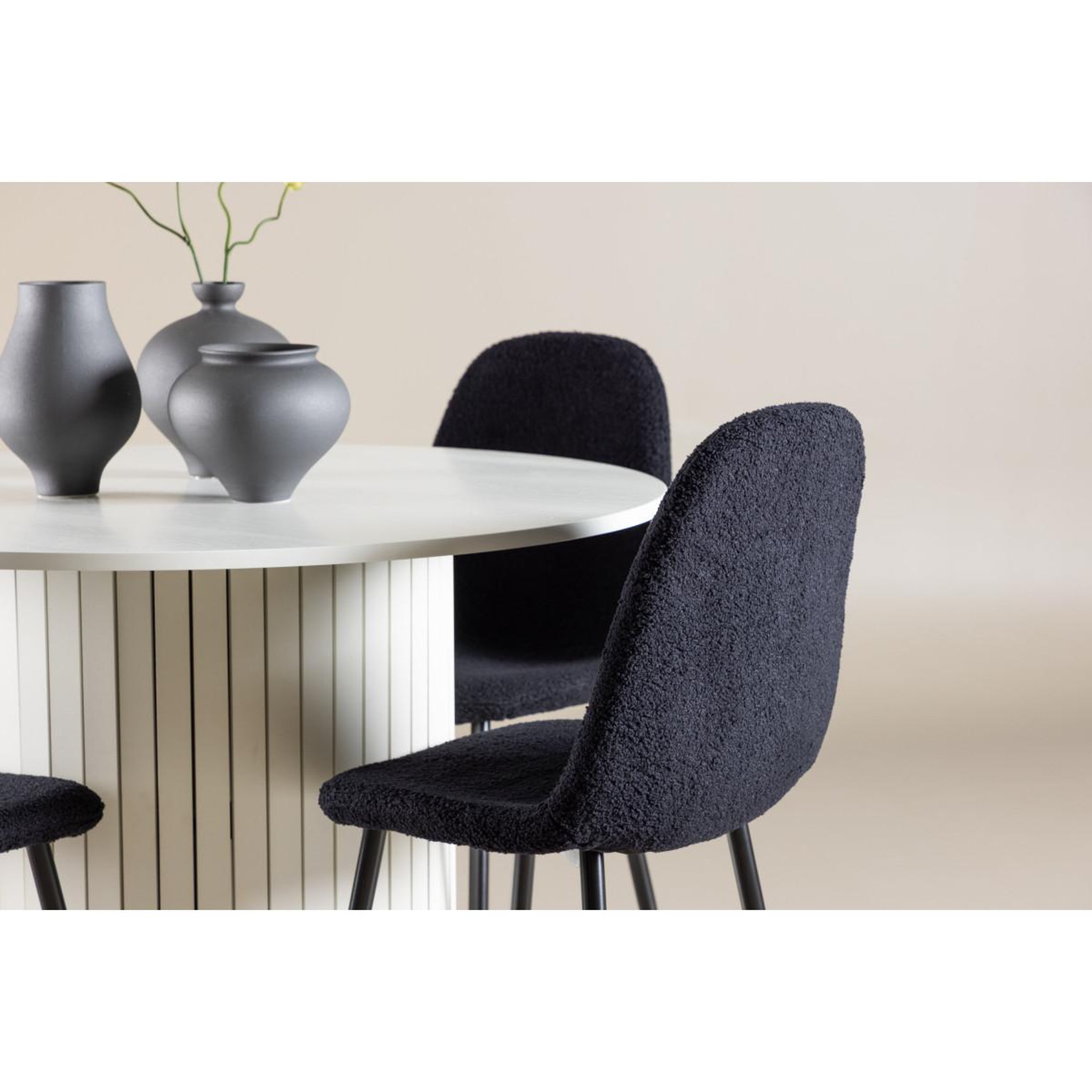 Voir la diapositive 5 : Paris Prix Ensemble table à manger & 4 chaises  haron & polar  110cm blanc & noir