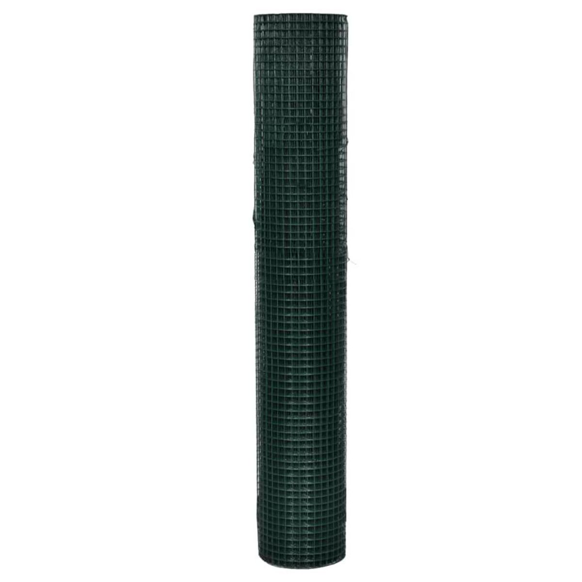 VIDAXL Grillage Acier galvanise et revetement en PVC 25 x 1 m Vert