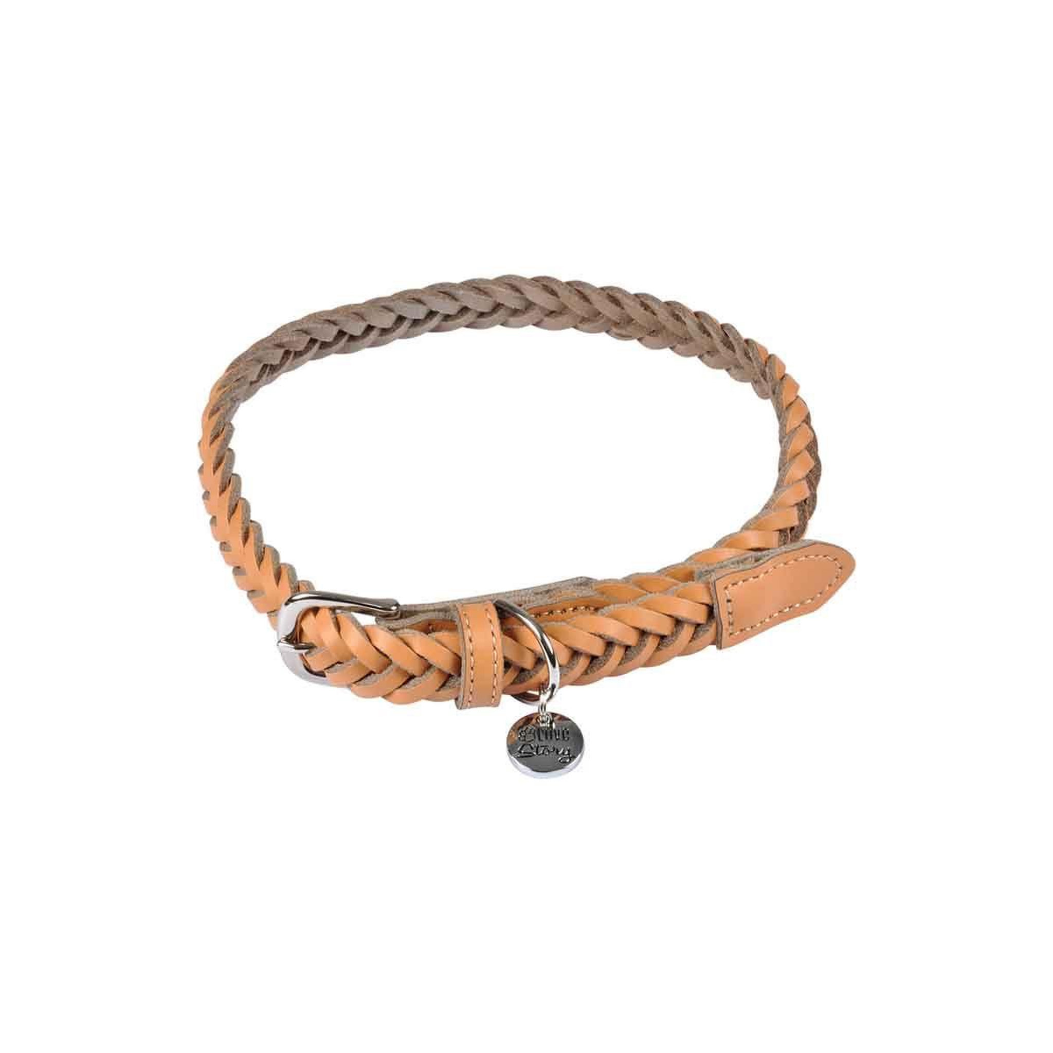 Voir la diapositive 2 : LOVE STORY Collier pour chien réglable  tressé  45-65cm naturel