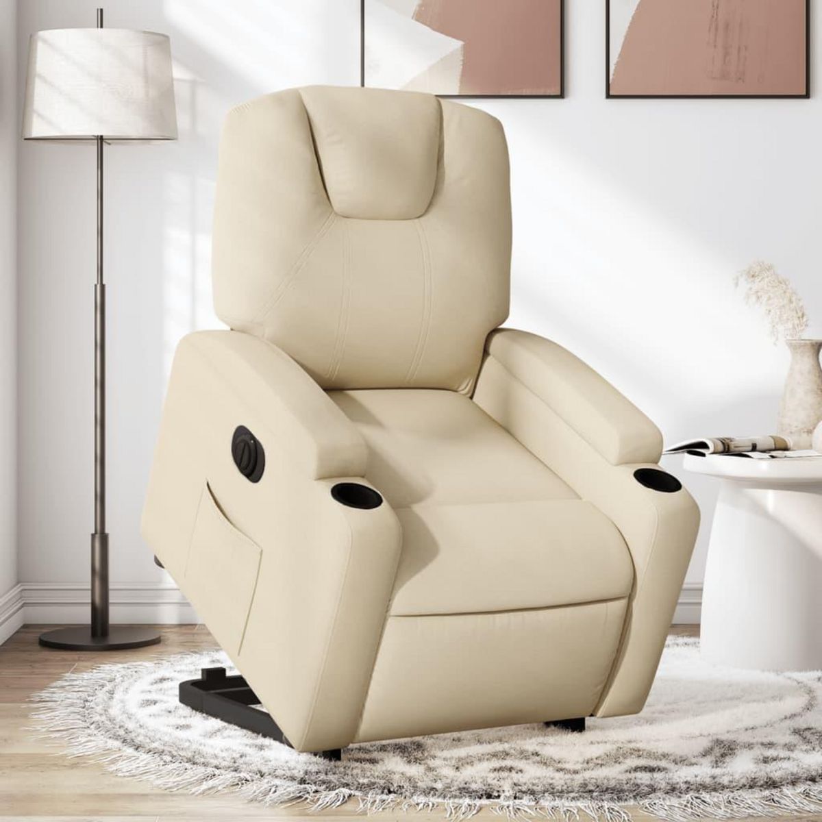 VIDAXL Fauteuil inclinable electrique creme tissu
