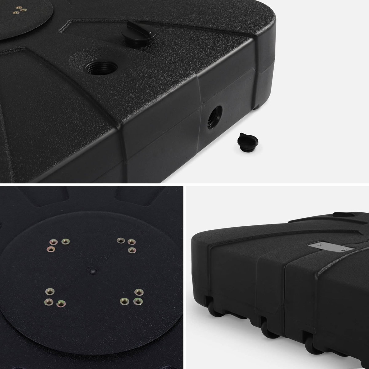 SWEEEK Pied pour parasol déporté remplissable 100L en plastique noir avec roulettes - Base à lester