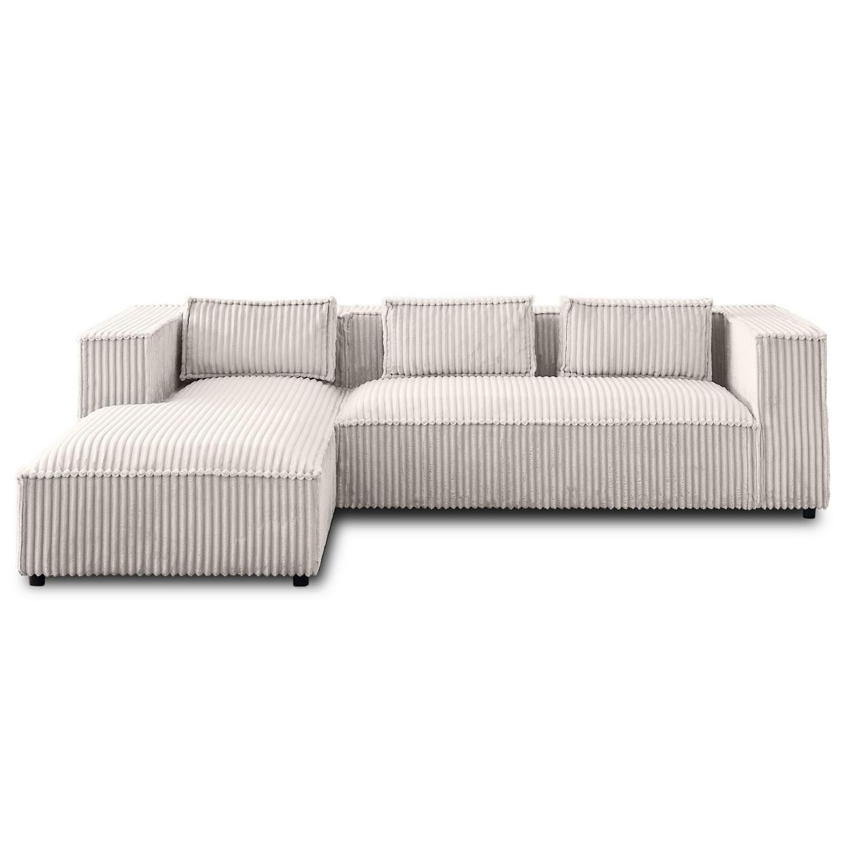 LISA DESIGN Stella - canapé d'angle gauche - 4 places - en velours côtelé grosses côtes