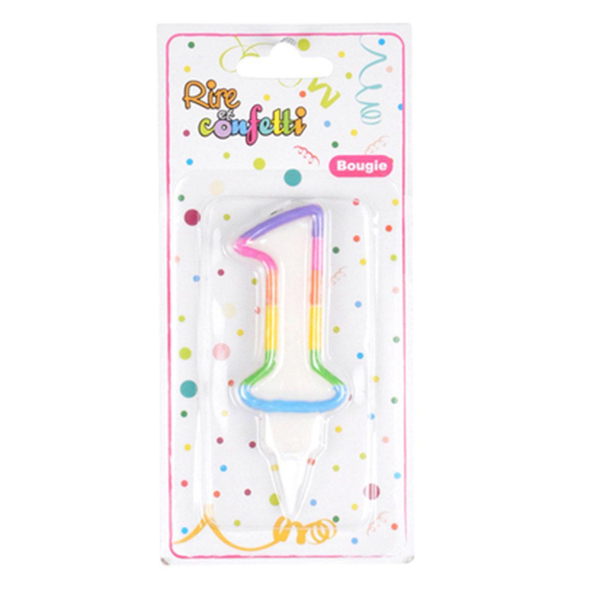 Voir la diapositive 2 : HOMEA Bougie d'anniversaire  chiffre 1  7cm multicolore