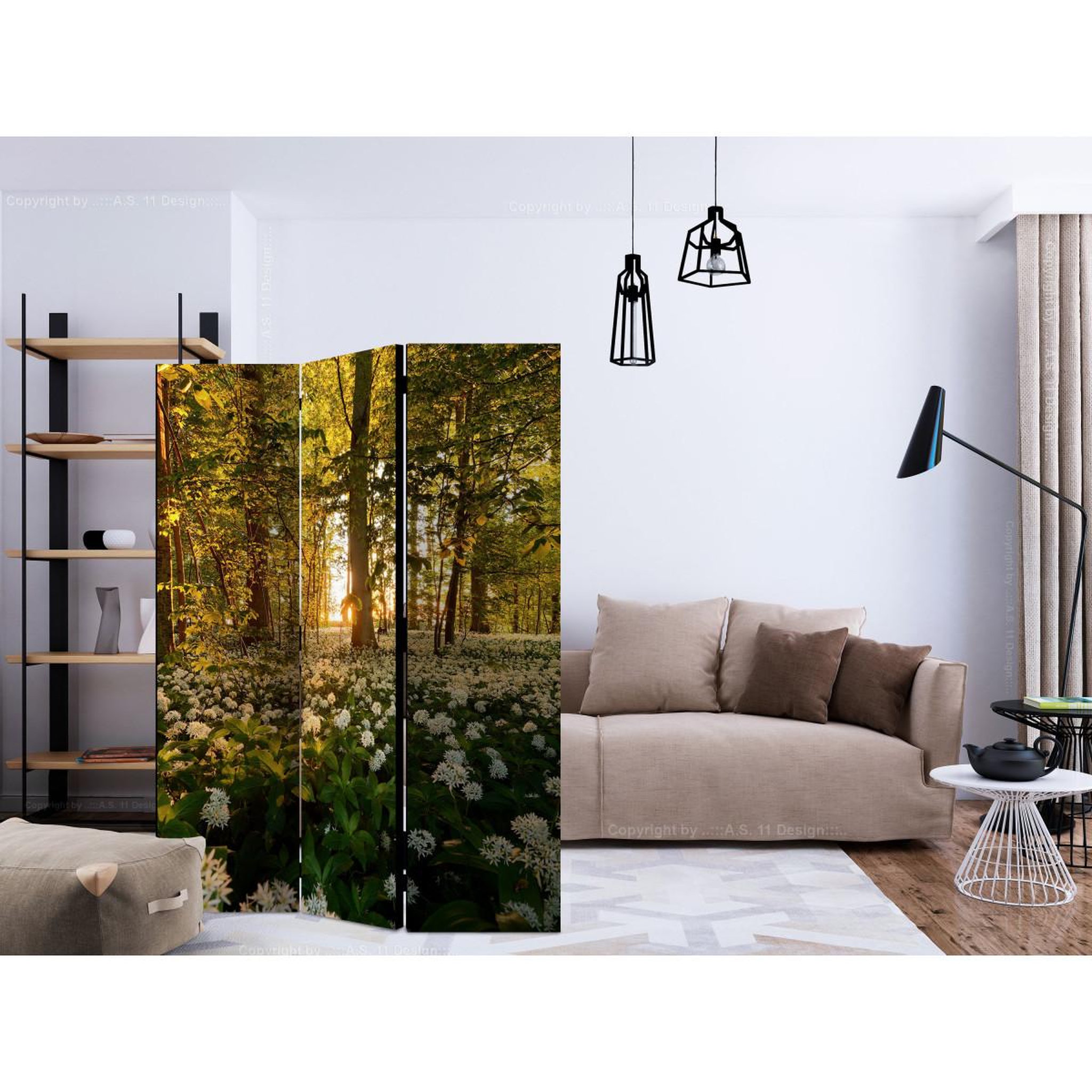 Voir la diapositive 2 : Paris Prix Paravent 3 volets  forest flora  135x172cm