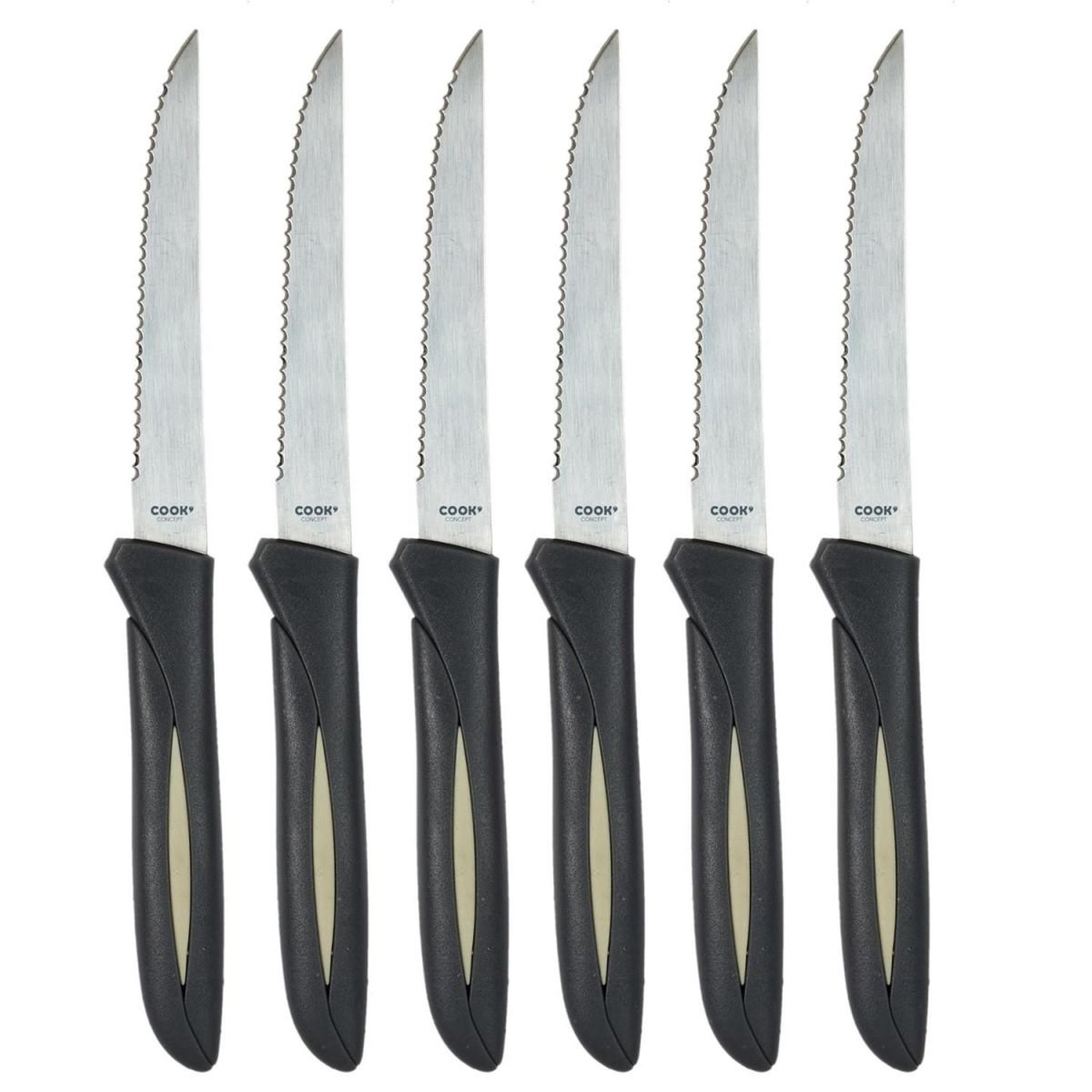 COOK CONCEPT Lot de 6 Couteaux à Steak  Inox  23cm Gris
