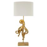 Paris Prix Lampe à Poser en Résine  Pieuvre  64cm Or & Blanc