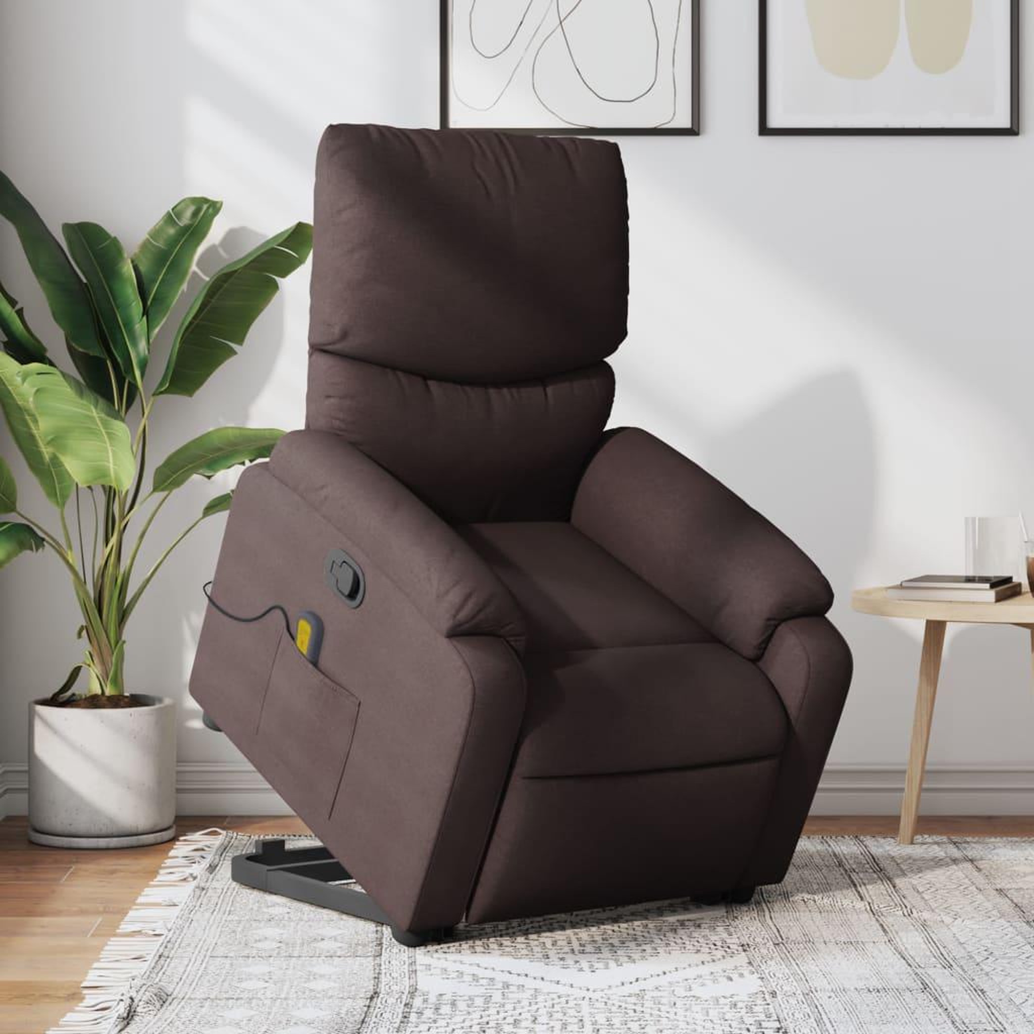 VIDAXL Fauteuil inclinable de massage Marron fonce Tissu