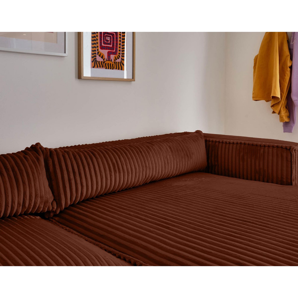 LISA DESIGN Ela - canapé d'angle droit - 4 places - en velours côtelé grosses côtes