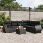 VIDAXL Salon de jardin 7 pcs avec coussins noir resine tressee