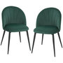 Voir la diapositive 5 : HOMCOM Lot de 2 chaises de salle à manger pieds en acier tissu velours vert