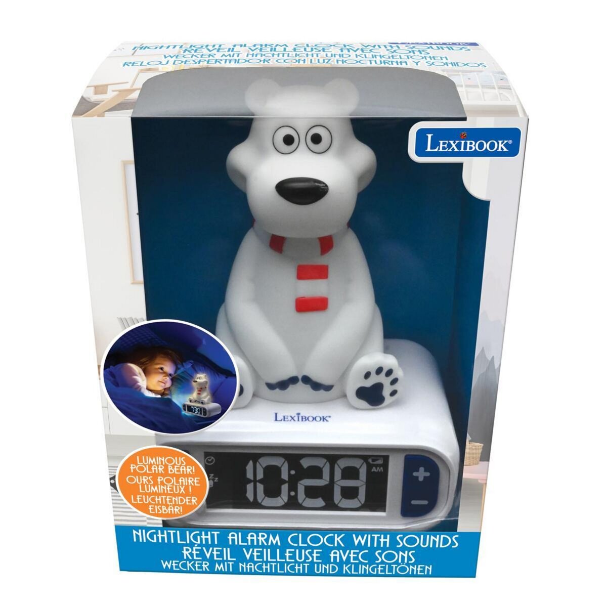 Lexibook Réveil avec veilleuse Ours Polaire en 3D
