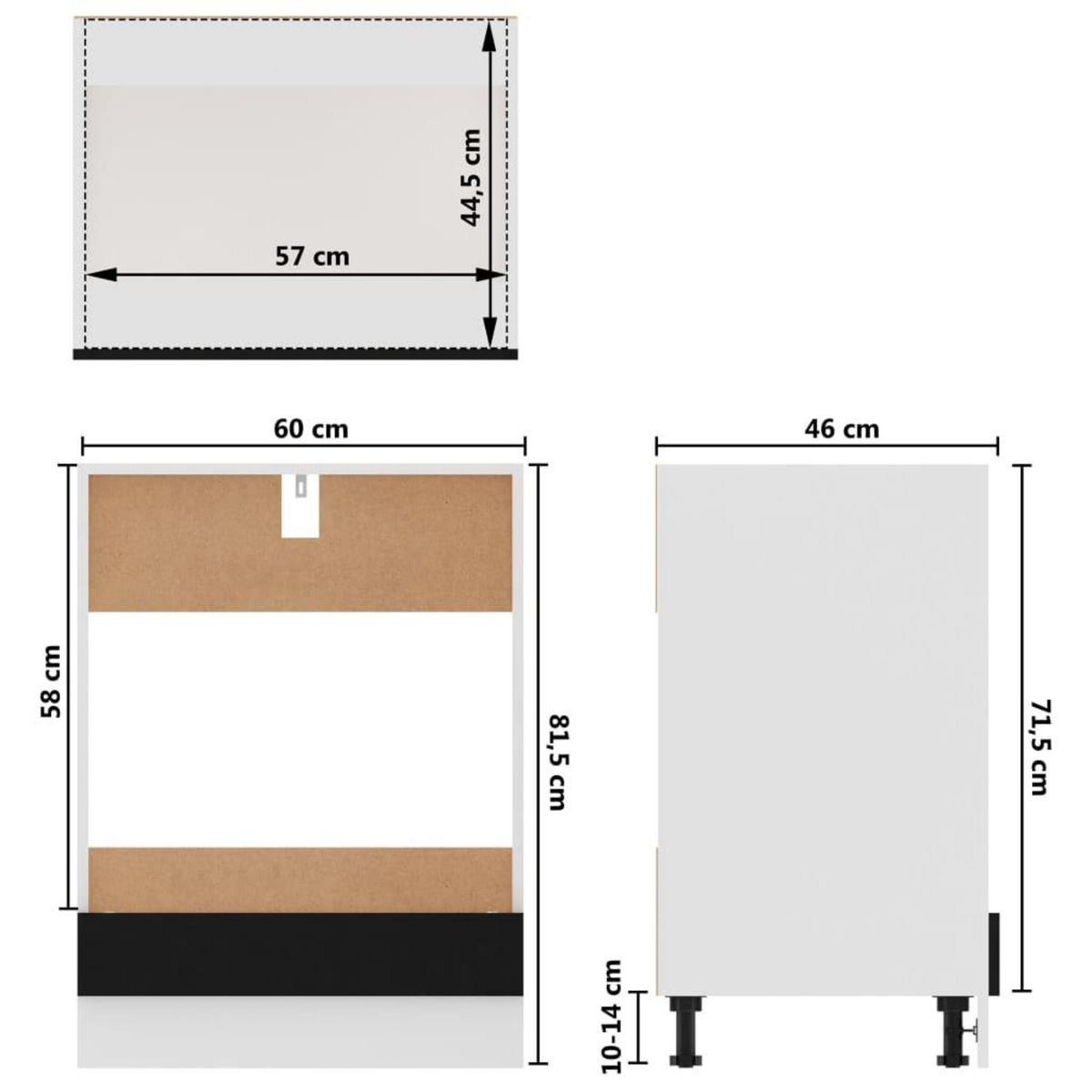 VIDAXL Armoire a four Noir 60x46x81,5 cm Bois d'ingenierie