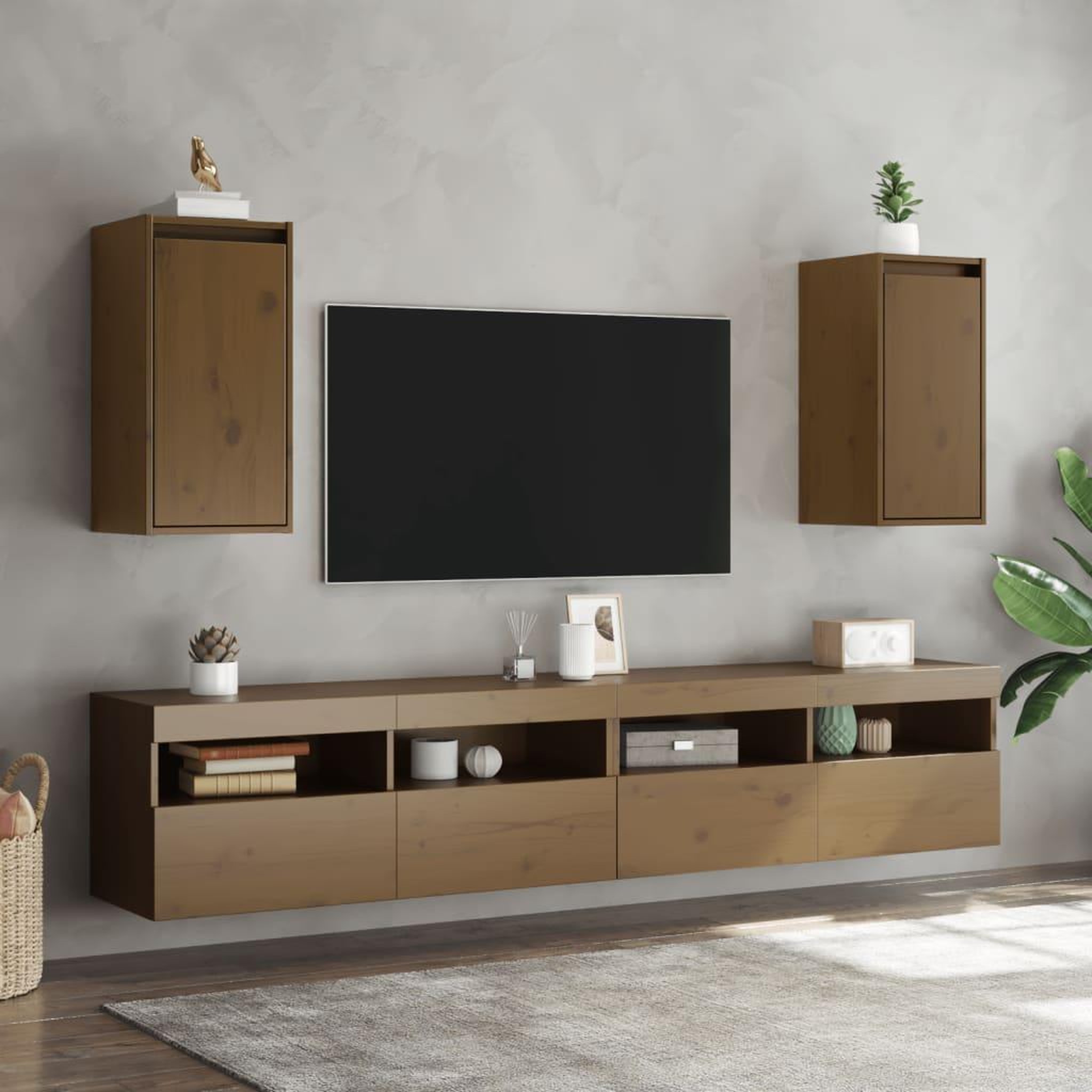 Voir la diapositive 3 : VIDAXL Armoires murales 2pcs Marron miel 30x30x60cm Bois de pin massif