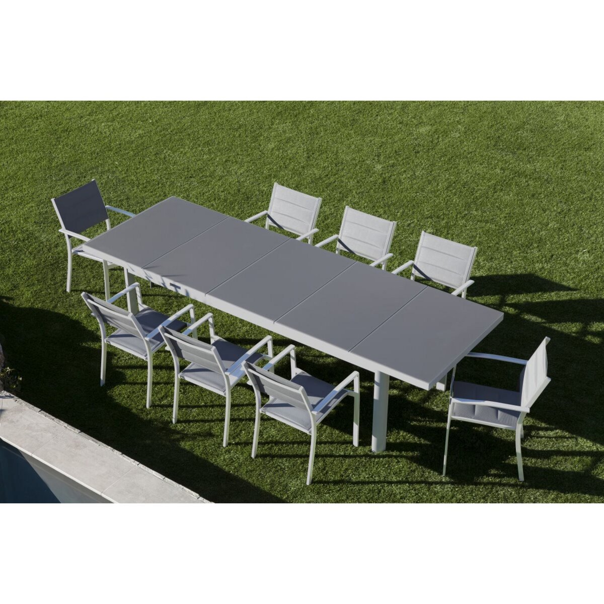 Table de jardin extensible 240/300x100cm aluminium gris GERBERA