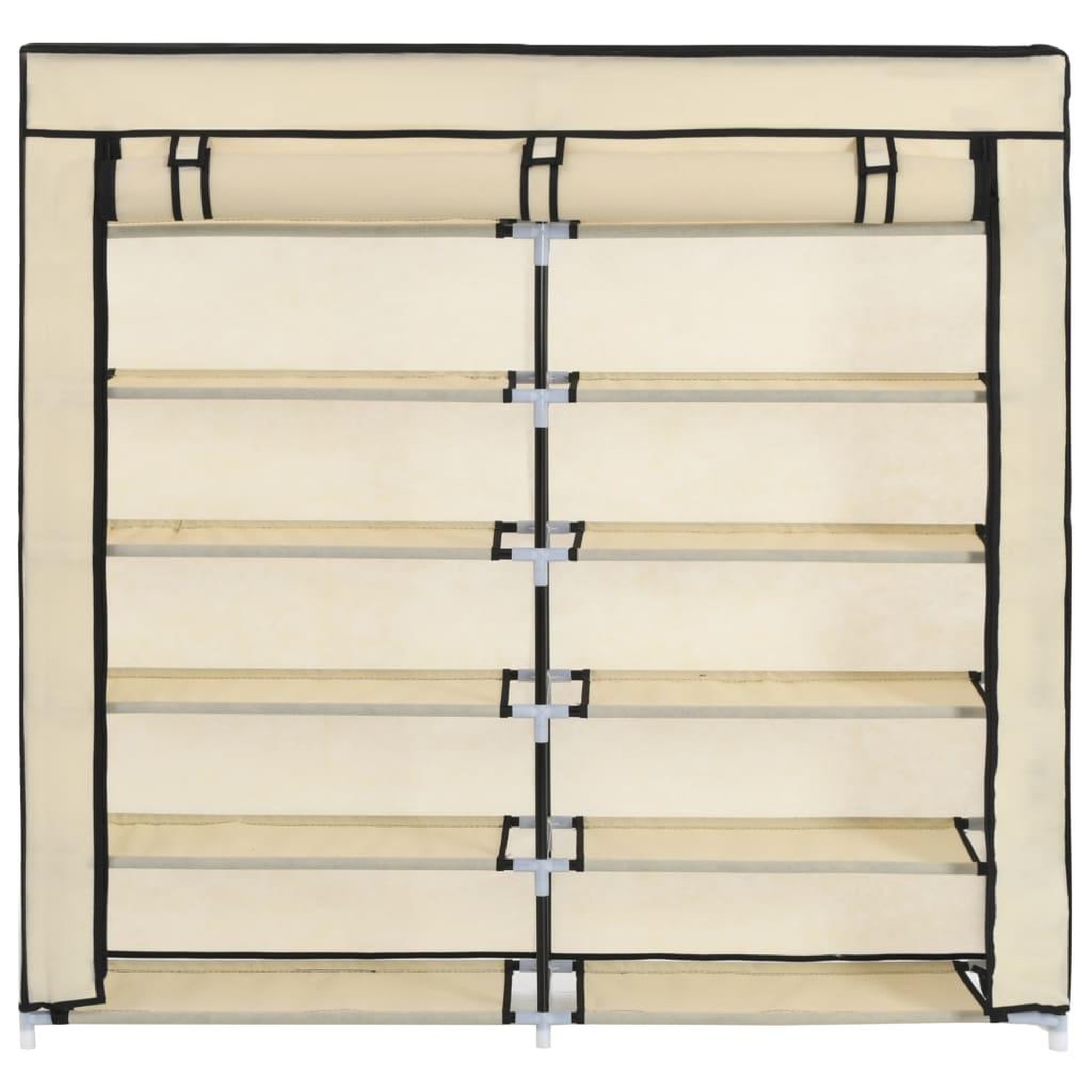 Voir la diapositive 5 : VIDAXL Armoire a chaussures avec housse Creme 115x28x110 cm Tissu