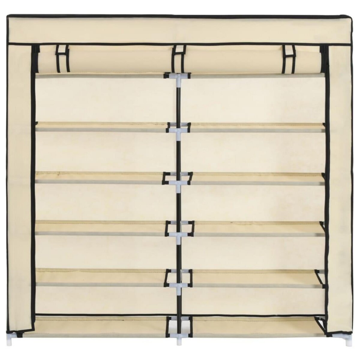 VIDAXL Armoire a chaussures avec housse Creme 115x28x110 cm Tissu