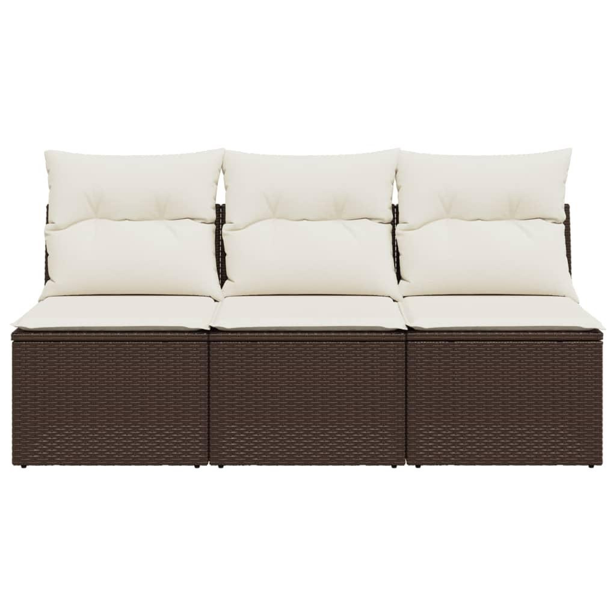 Voir la diapositive 4 : VIDAXL Canape de jardin avec coussins 3 places brun resine tressee