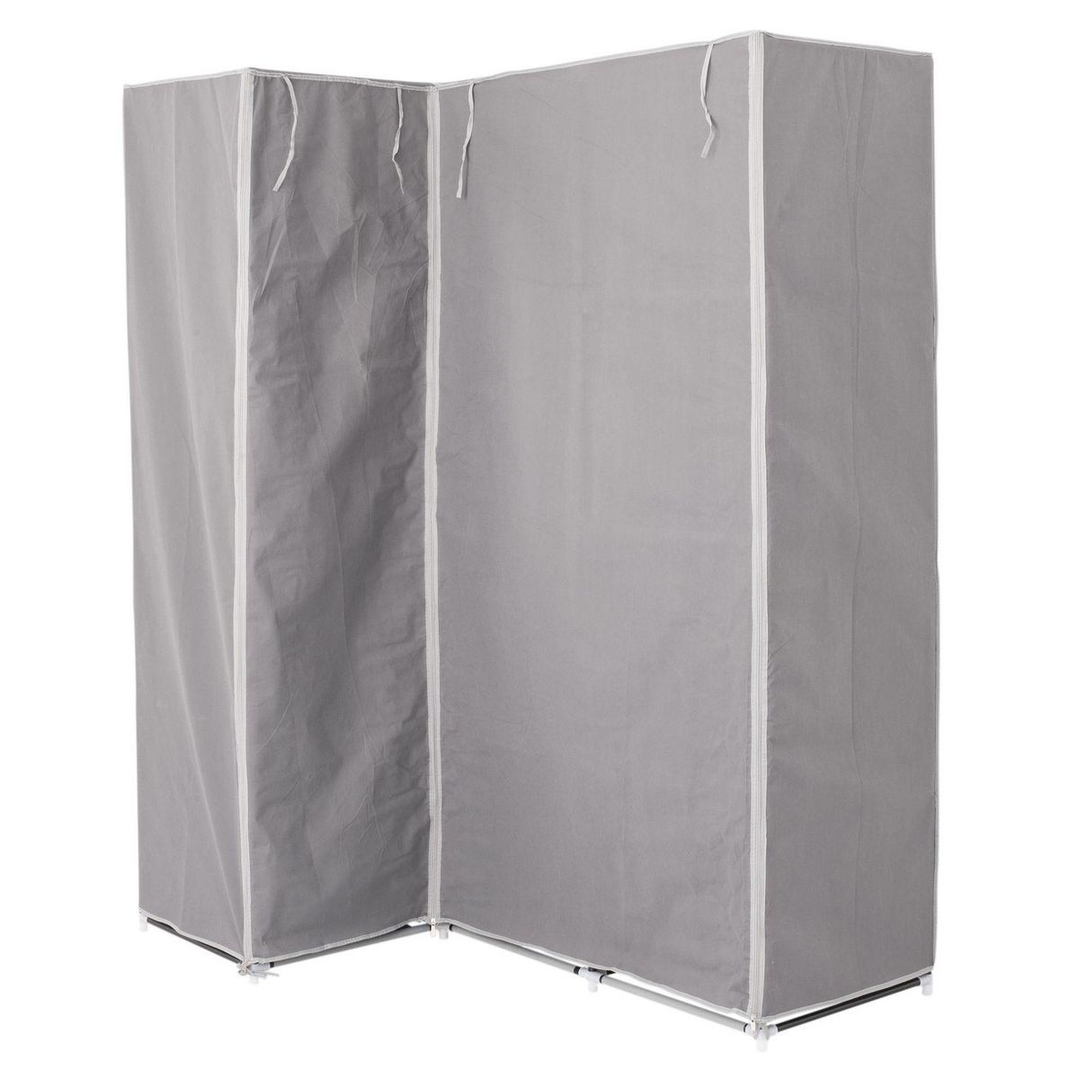 FIVE Armoire d'angle avec 1 penderie et 10 étagères - Gris