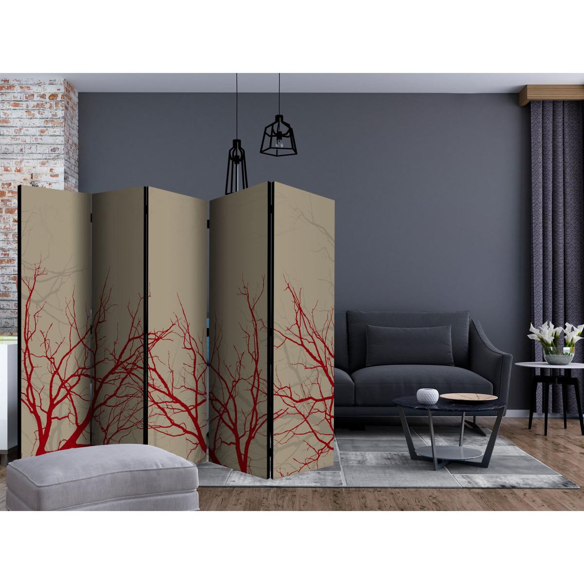 Voir la diapositive 2 : Paris Prix Paravent 5 volets  red hot branches  172x225cm