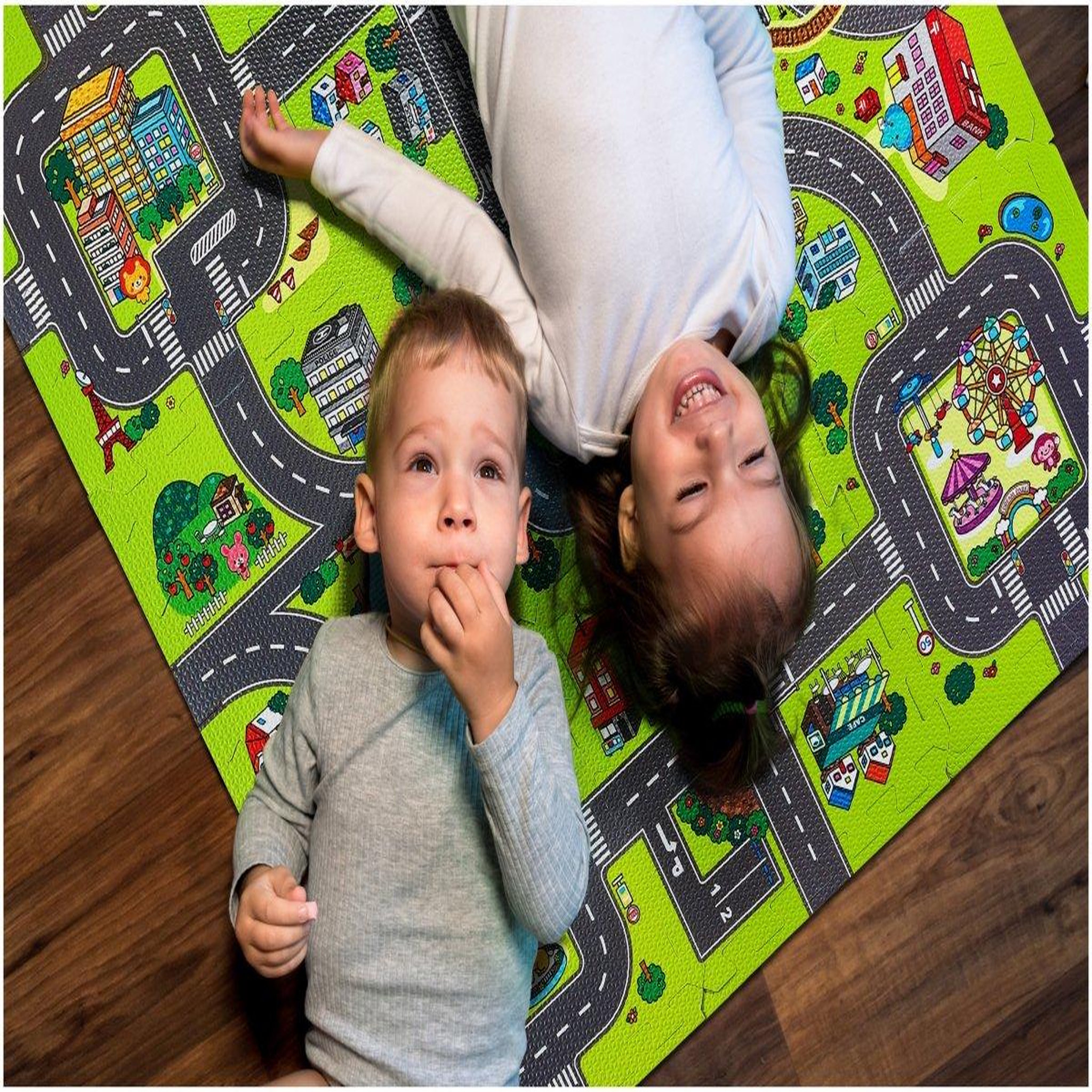 Voir la diapositive 2 : MOBY SYSTEM Tapis d'eveil Tapis Puzzle pour Bébé 90 x 90 - Tapis de Jeu 9 Pièces en Mousse EVA - Circuit Voiture
