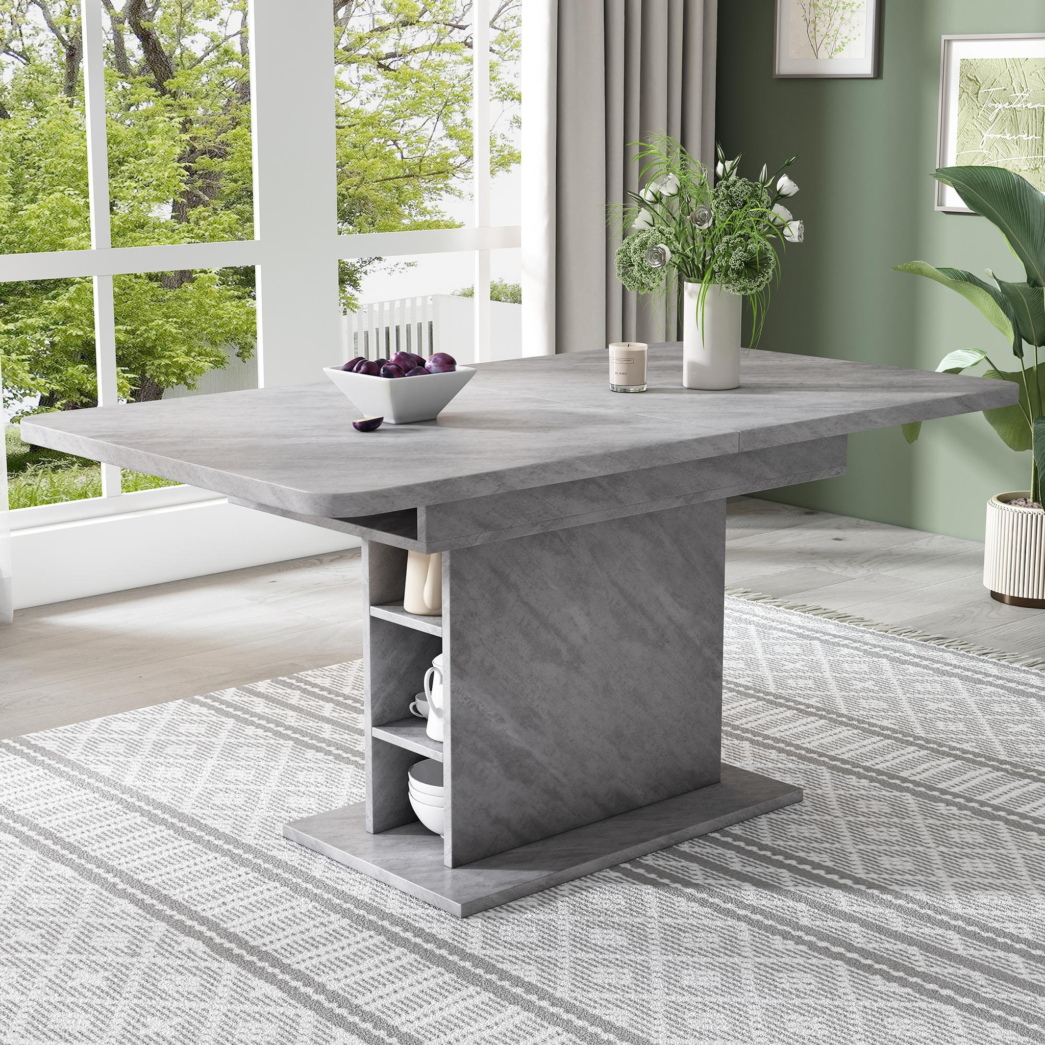 Voir la diapositive 3 : MERAX Table à Manger 110(130) X 70 X 75cm Extensible Avec Rangement