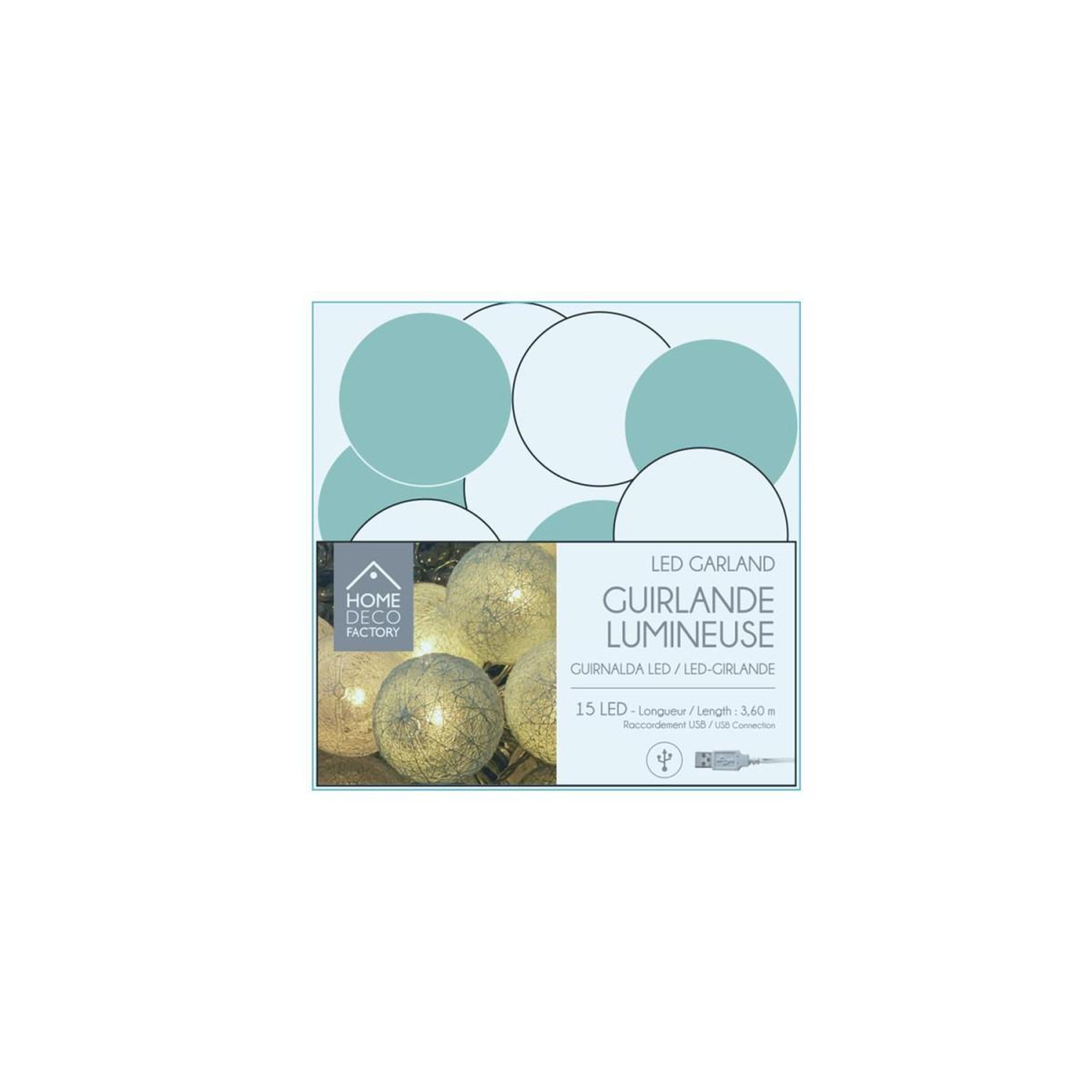Voir la diapositive 6 : The Home Deco Factory Guirlande lumineuse led  boule  360cm blanc & bleu