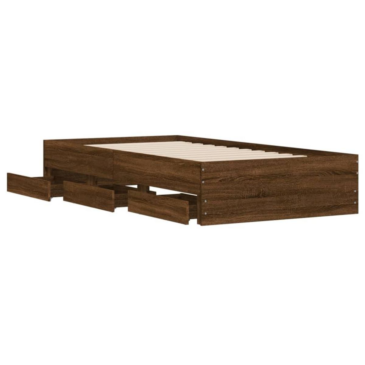 VIDAXL Cadre de lit avec tiroirs sans matelas chene marron 75x190 cm