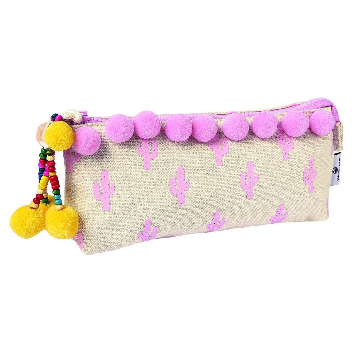 Trousse rectangulaire 1 compartiment Cactus Beige et rose COLORS GIPSY