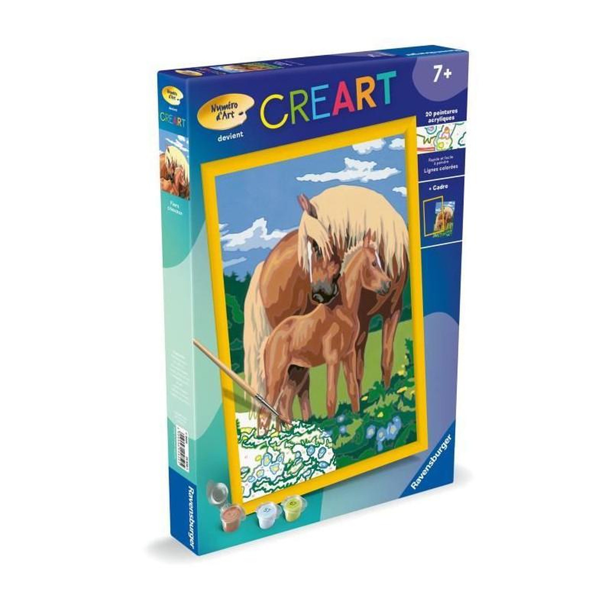 Voir la diapositive 5 : RAVENSBURGER CreArt Kids 31x21cm Fiers chevaux, Kit de peinture par numéros Numéro d'Art, Des 7 ans, 25850, Ravensburger