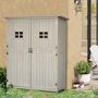 Voir la diapositive 4 : OUTSUNNY Abri de jardin armoire de jardin remise pour outils sur pied dim. 128L x 50l x 164H cm 2 étagères 2 portes 2 fenêtres toit bitumé étanche bois massif sapin pré-huilé gris