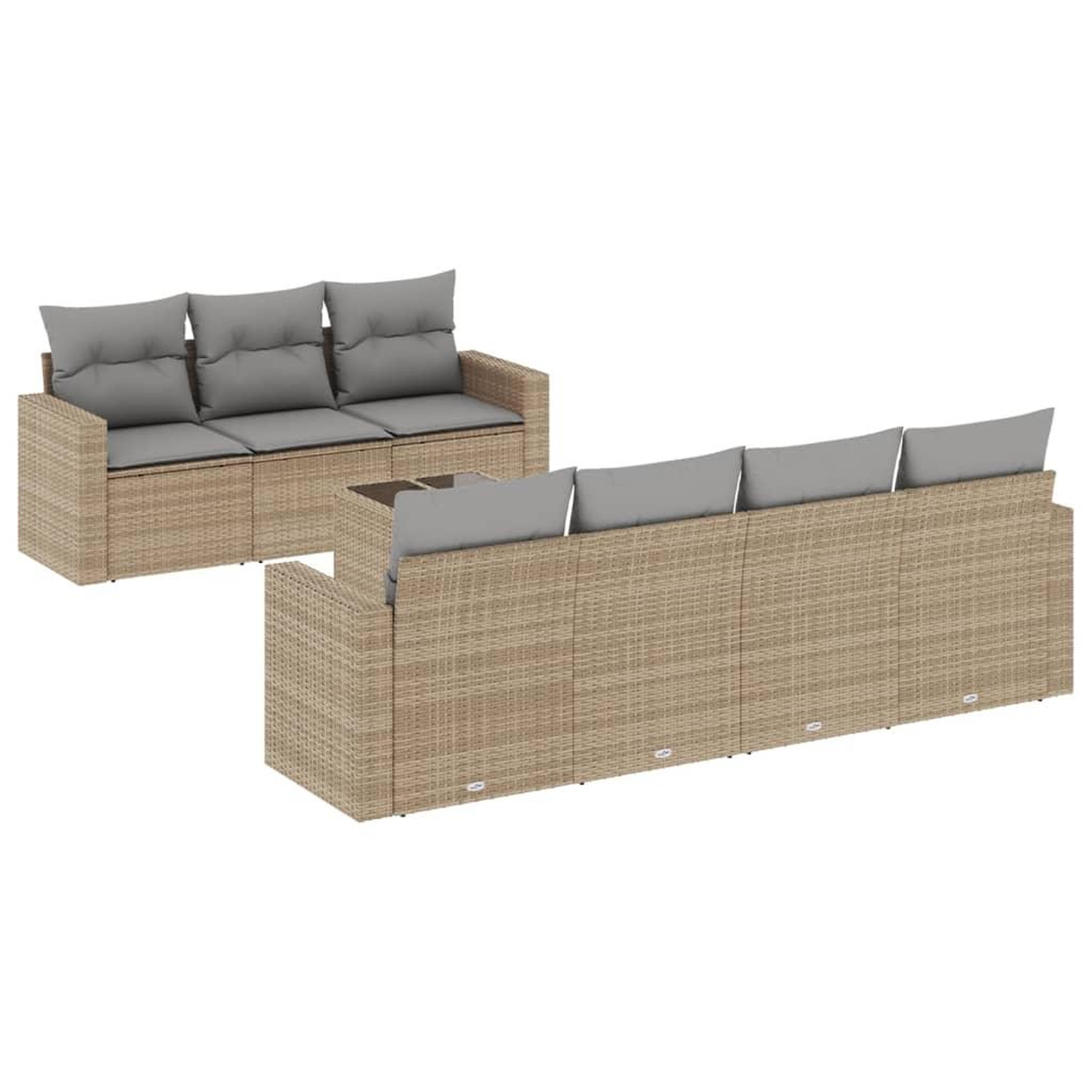 Voir la diapositive 2 : VIDAXL Salon de jardin avec coussins 8 pcs beige resine tressee