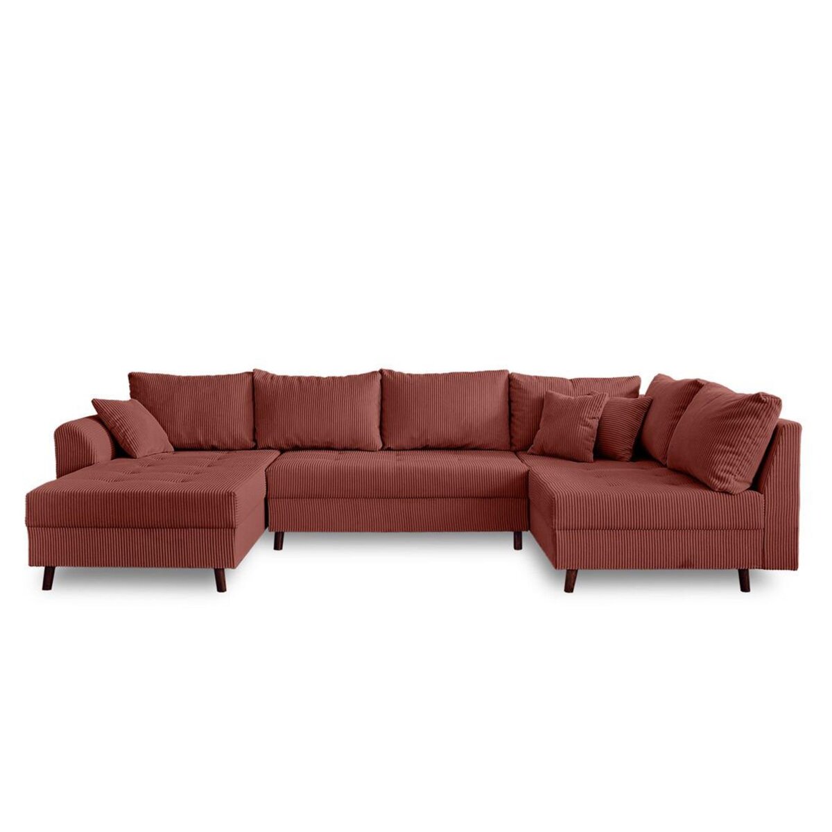 LISA DESIGN Rune - canapé panoramique d'angle droit - 7 places - en velours côtelé