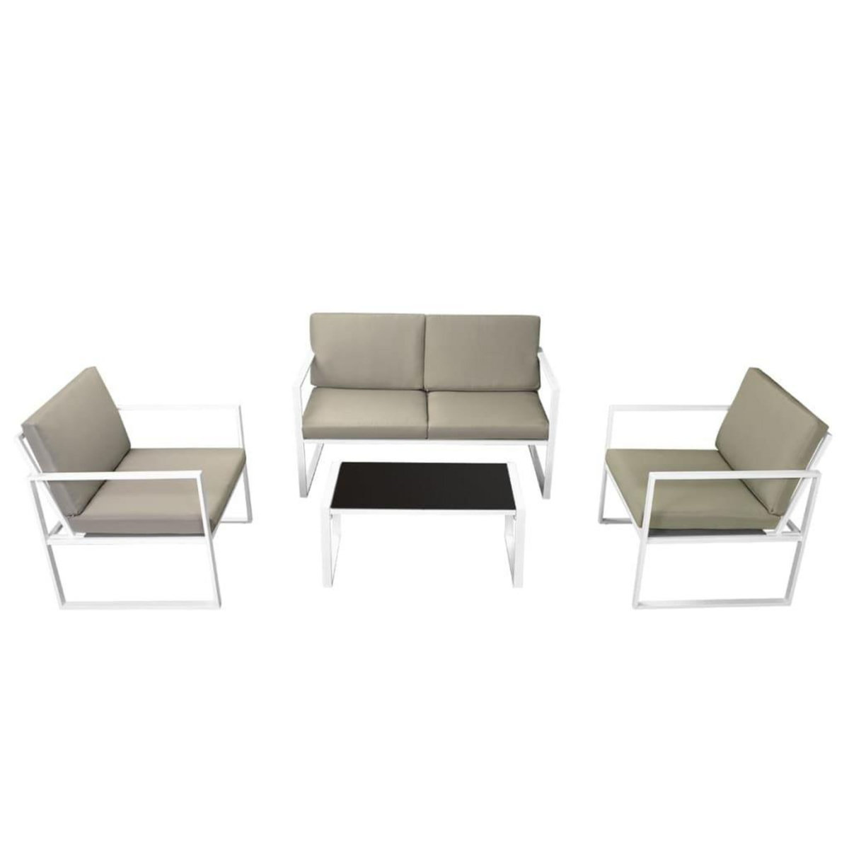 VIDAXL Salon de jardin 4 pcs avec coussins Acier Blanc