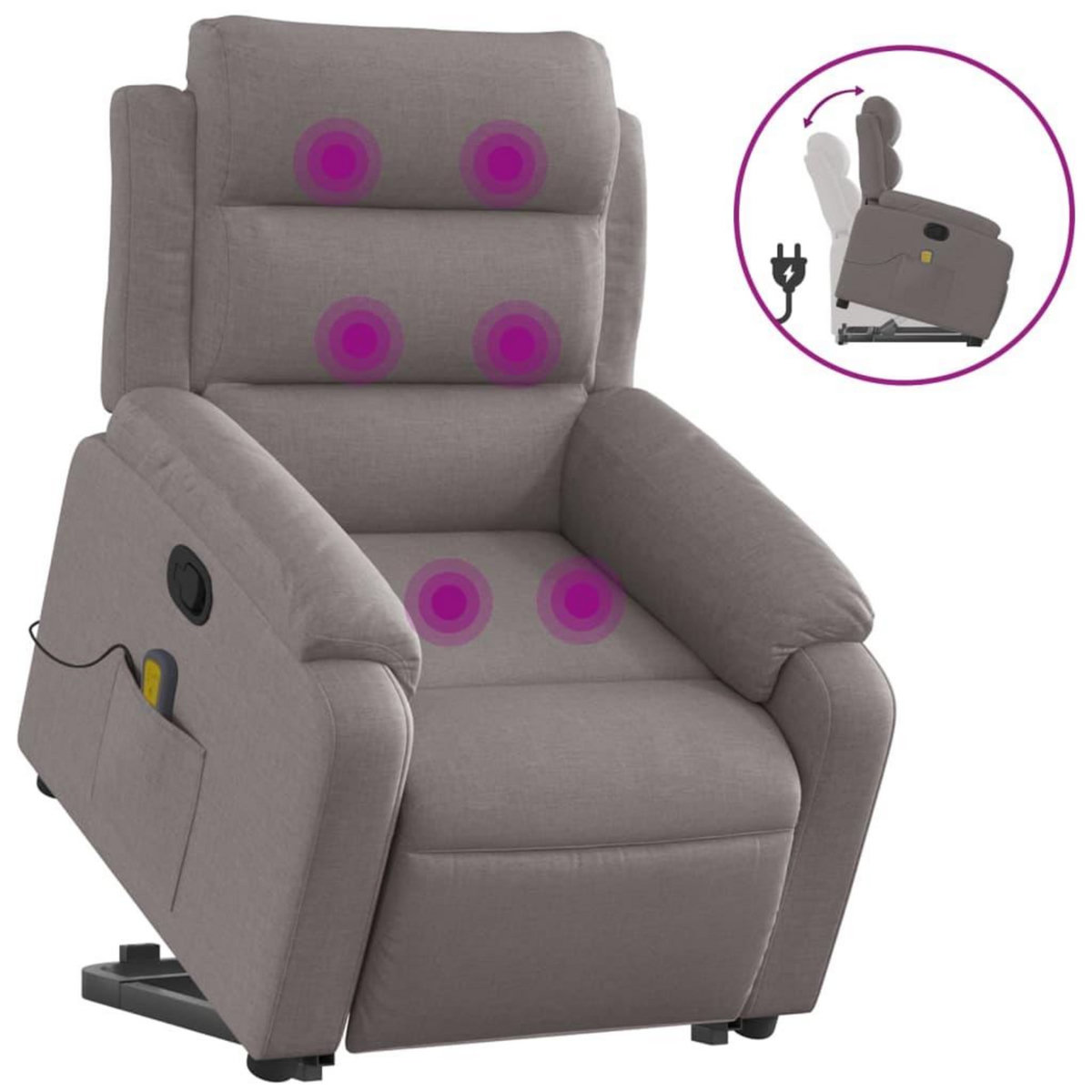 VIDAXL Fauteuil inclinable de massage Taupe Tissu