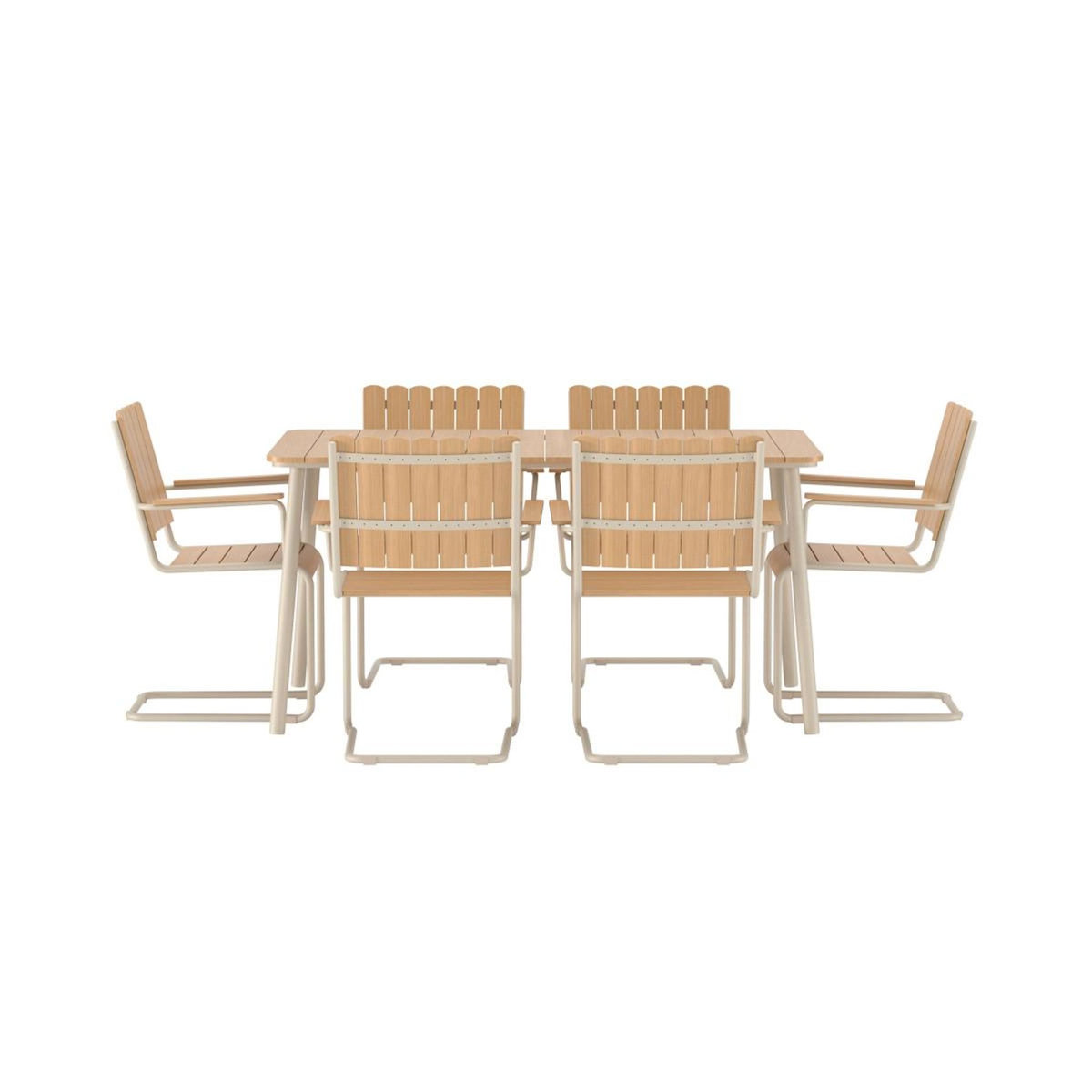 Paris Prix Ensemble Table de Jardin & 6 Chaises  Holmsund  150cm Naturel